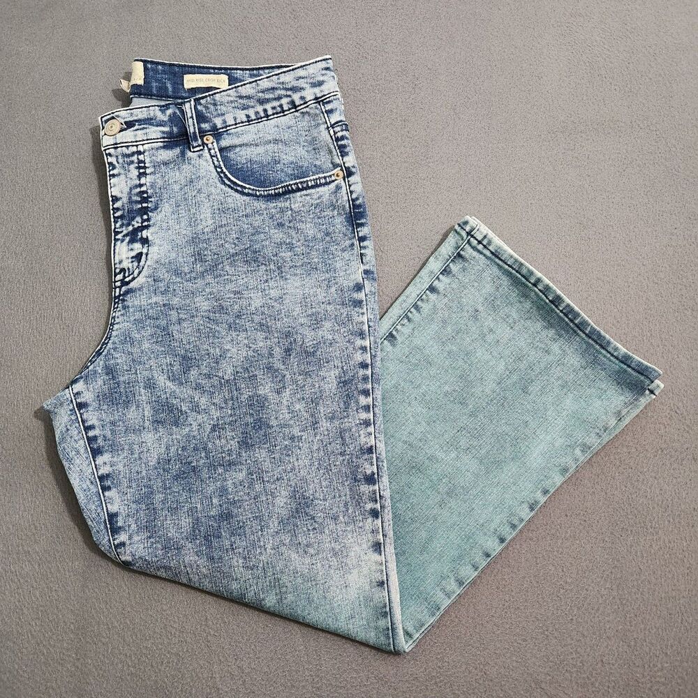 LOGO By Lori Goldstein Jeans Women 14 Mid Rise Twill Dip Dye Crop Kick